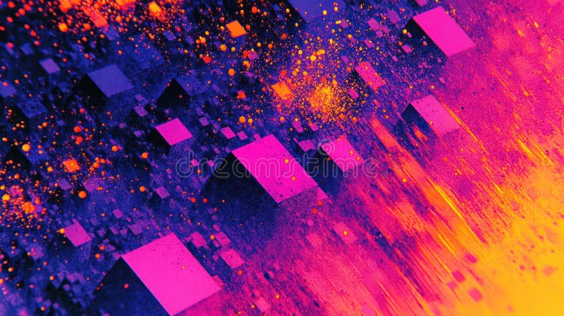 Abstract digital artwork featuring vibrant cubes and dynamic colors vector illustration