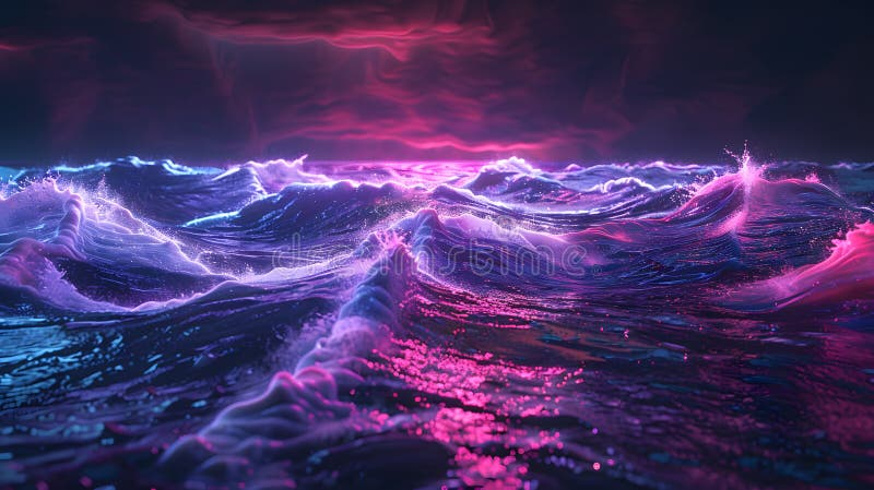 Vibrant Neon Waves Colliding in Abstract Digital Background Concept vector illustration