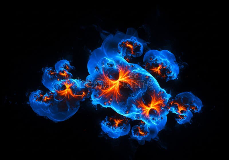 Abstract digital artwork featuring vibrant, swirling formations resembling nebulae or vector illustration
