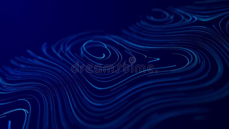 Abstract digital background of moving particles. Information space flow. Big data visualization. 3d rendering vector illustration