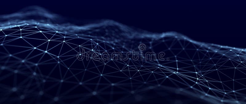 Abstract digital background. Network connection structure. Big data. Futuristic abstract wave. 3D rendering vector illustration