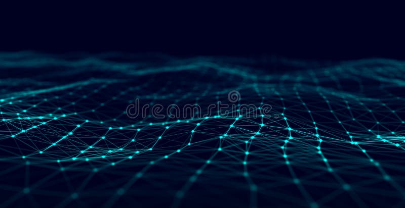 Abstract digital background. Network connection structure. Big data. Futuristic abstract wave. 3D rendering royalty free illustration