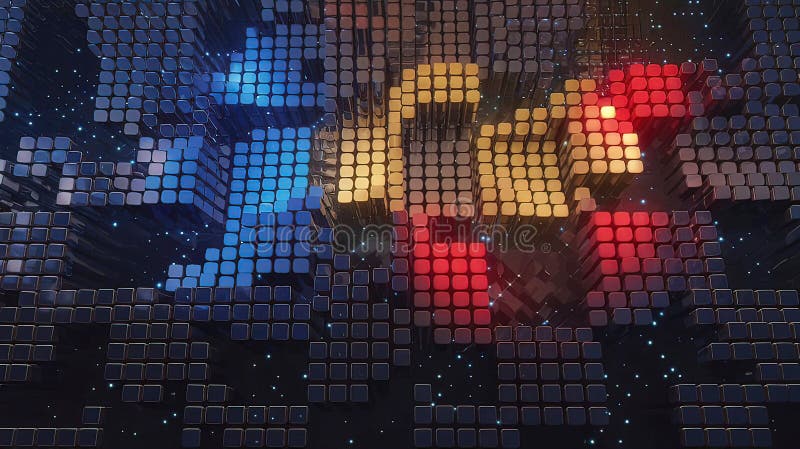 Abstract digital background of ordered dots on dark background. 3D rendering stock illustration