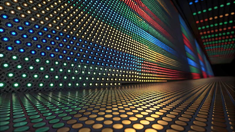 Abstract digital background of ordered dots on dark background. 3D rendering stock illustration
