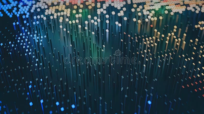 Abstract digital background of ordered dots on dark background. 3D rendering royalty free illustration