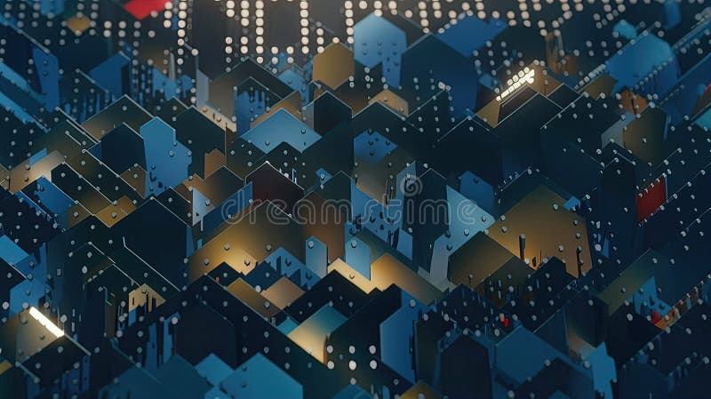 Abstract digital background of ordered dots on dark background. 3D rendering vector illustration