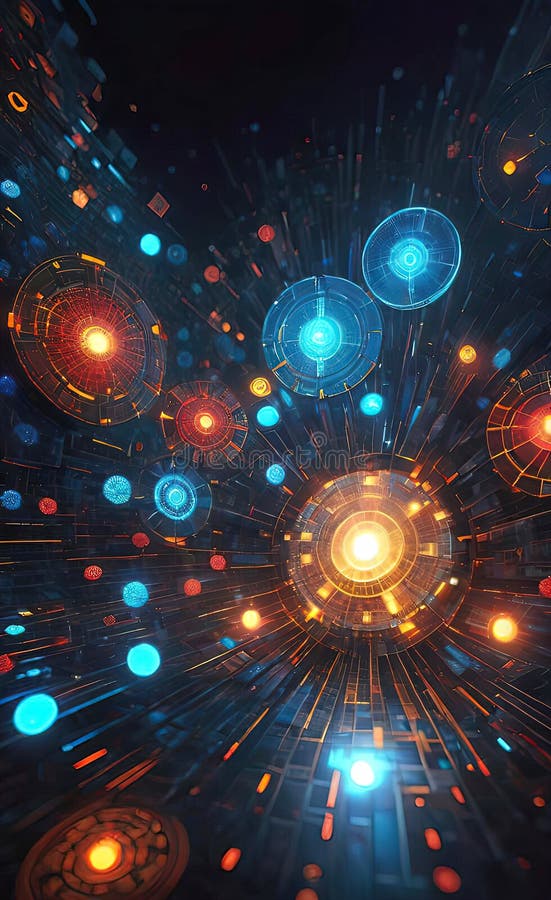 Abstract digital background of ordered dots on dark background. 3D rendering stock illustration