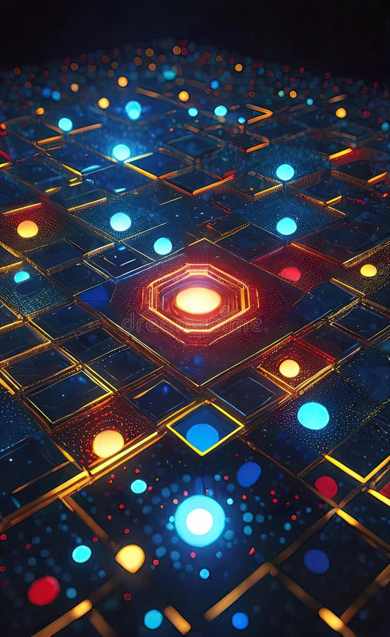 Abstract digital background of ordered dots on dark background. 3D rendering royalty free illustration