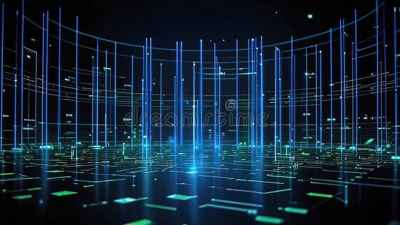 Abstract digital background with smooth lines and particles, ideal for technology workflows, neural networks stock illustration