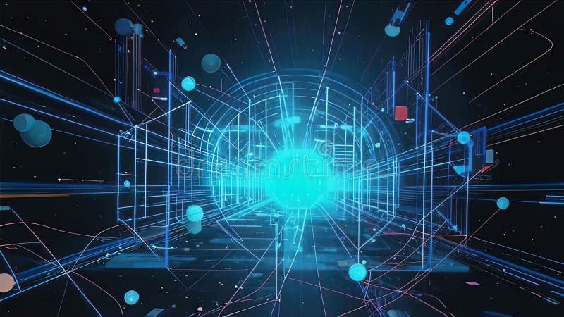Abstract digital background with smooth lines and particles, ideal for technology workflows, neural networks stock illustration