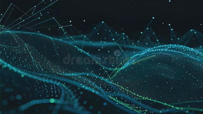 Abstract digital background with smooth lines and particles, ideal for technology workflows, neural networks stock illustration