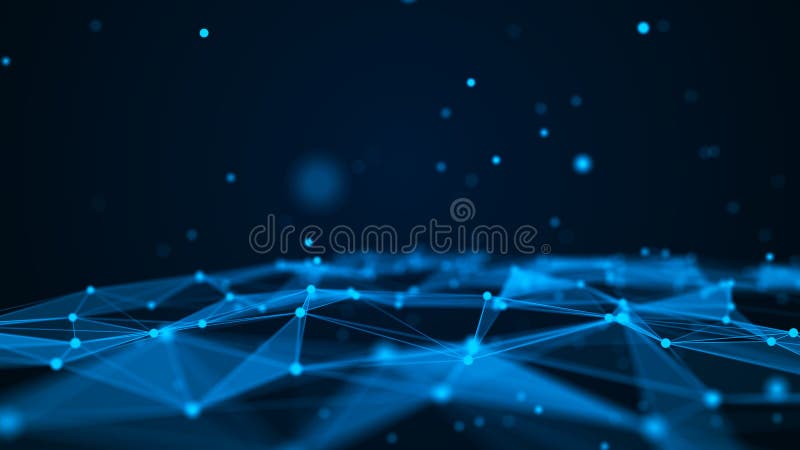Abstract digital background. Space filled with polygons and dots. 3D wave royalty free illustration