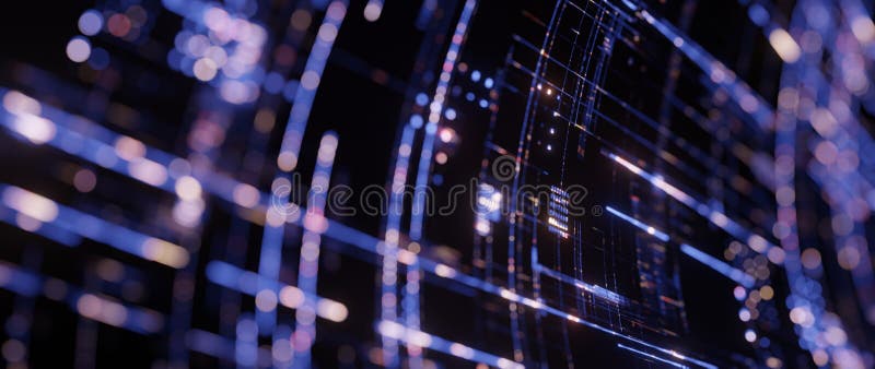 Abstract digital binary dots and lines. Blur effect. royalty free illustration