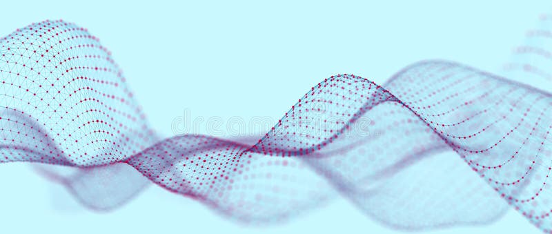 Abstract digital blue background. Network connection structure. Big data. Futuristic wave. 3D rendering stock illustration