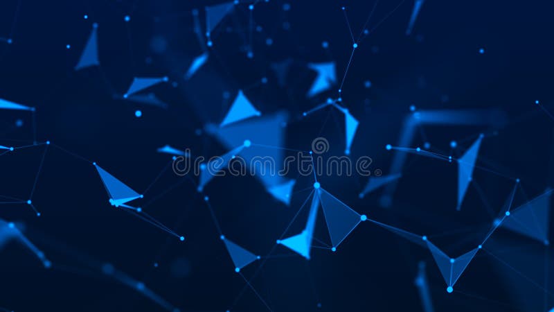 Abstract digital blue background. Space filled with polygons and dots. 3D wave royalty free illustration