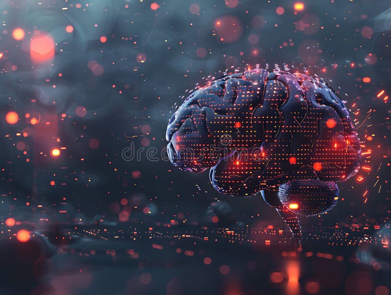 Abstract Digital Brain Neurons Connection Concept Cognitive Science Technology Artistic Background royalty free illustration