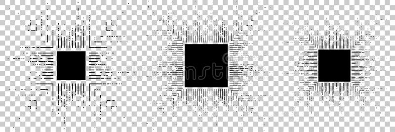 Abstract Digital Circuit Board with Black Square Center royalty free illustration