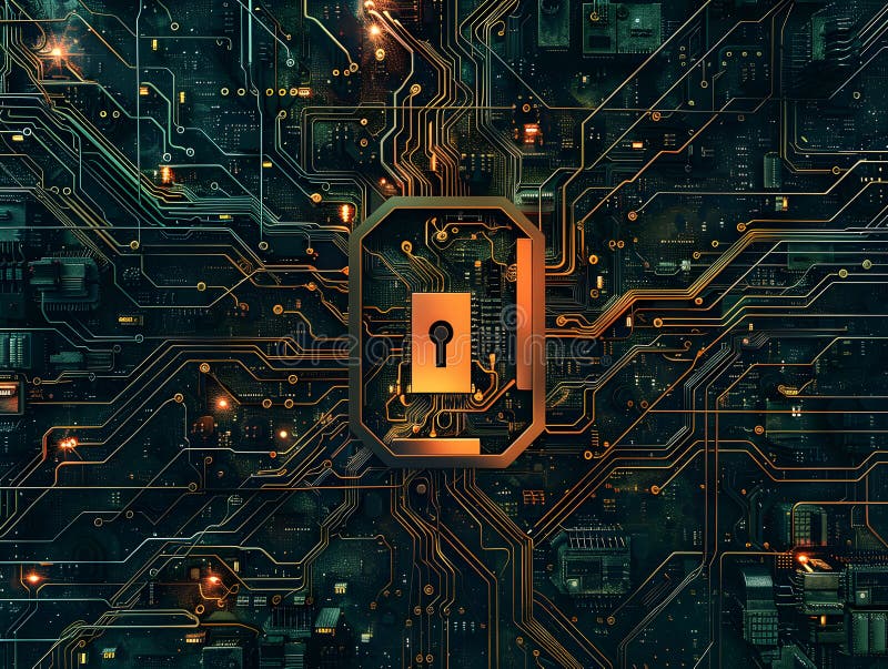 Digital Circuitry Illuminated Abstract Background - Technological Network Connection Concept stock illustration