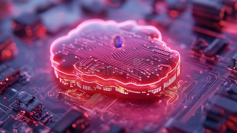 Abstract Digital Cloud and Data Circuit Board Concept stock illustration