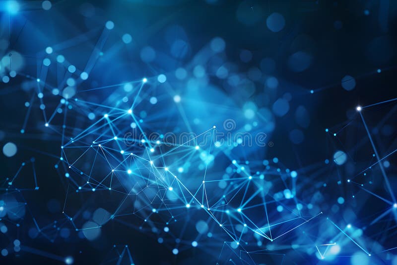 Abstract digital connection moving dots and lines for technology background. stock images