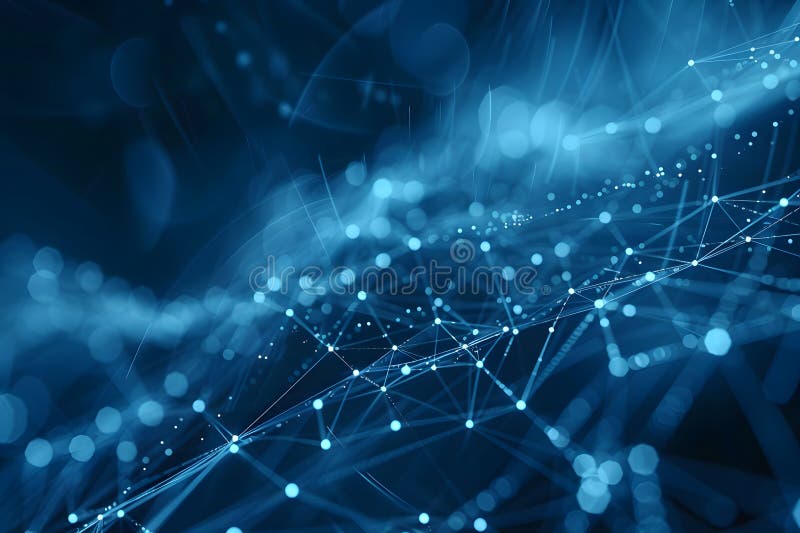Abstract digital connection moving dots and lines for technology background. royalty free stock photo