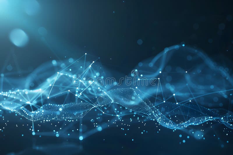 Abstract digital connection moving dots and lines for technology background. royalty free stock photography