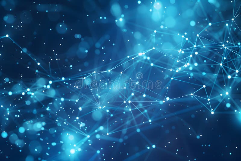 Abstract digital connection moving dots and lines for technology background. royalty free stock photography