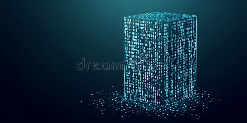 Abstract digital cube made of binary code vector illustration