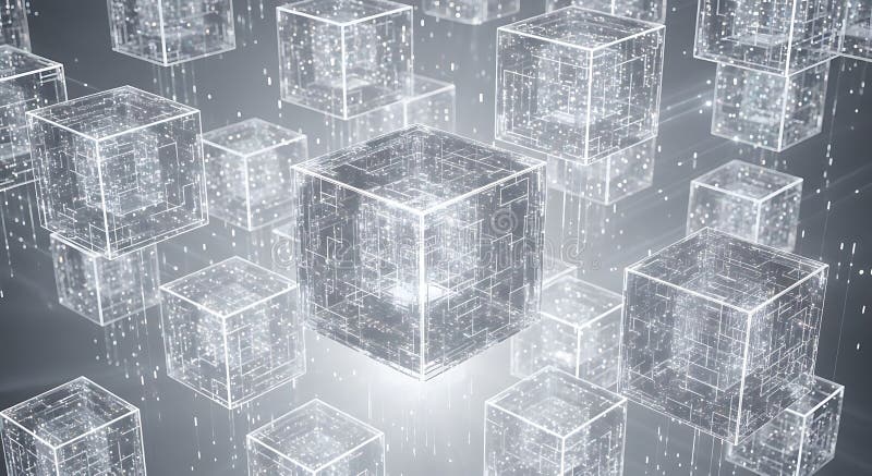 Abstract Digital Cubes Network stock illustration