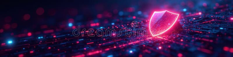 Abstract digital data flow with security shield audit safeguard binary Vector illustration. AI Generated