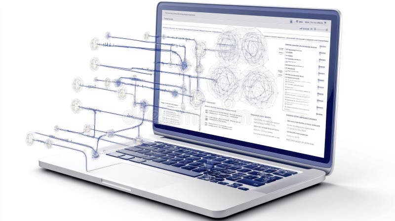 Abstract Digital Data Flowing From Laptop Screen royalty free illustration