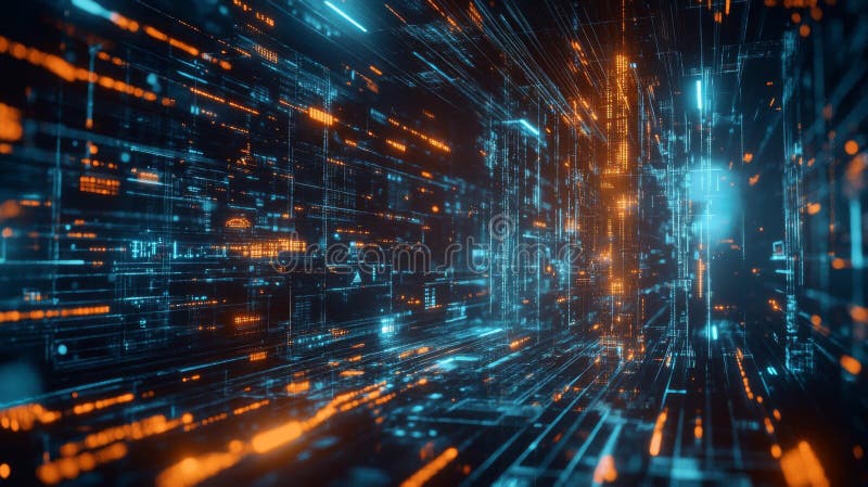 Abstract Digital Data Stream in Cyberspace stock illustration