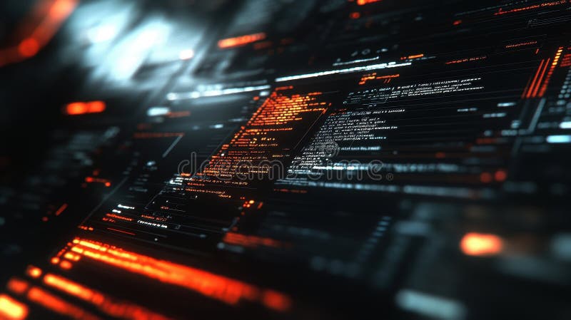 Abstract digital data visualization with glowing lines and patterns royalty free illustration