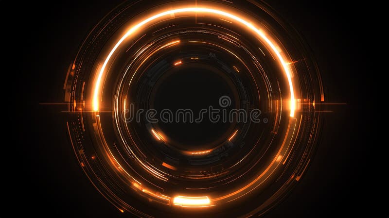 Design digital abstract cu tipare circulare portocalii strălucitoare pe fond negru royalty free stock photo