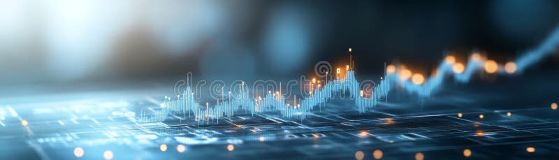 Abstract Financial Chart with Digital Data Lines royalty free illustration