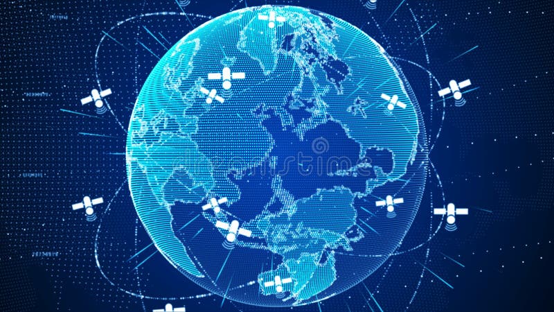 Satellite Network Over Earth, Global Connectivity and