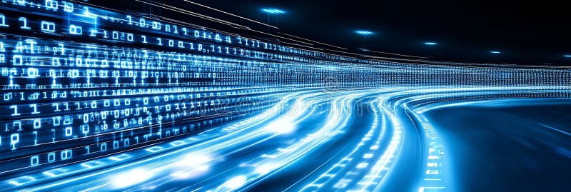 Abstract digital highway with binary code stock illustration