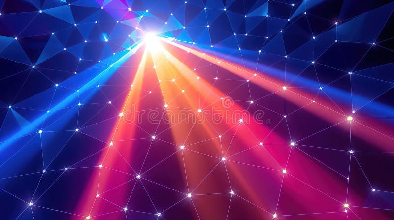 Abstract digital illustration, glowing bioluminescent lines, dark background, vibrant colors, dynamic composition royalty free illustration