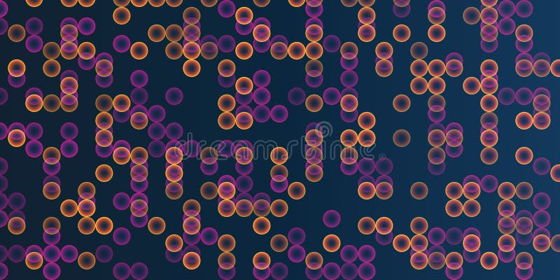 Abstract Digital Illustration med ett mönster av glowing Orange Red Purple och Brown Bubbles på en mörk bakgrund. stock illustrationer