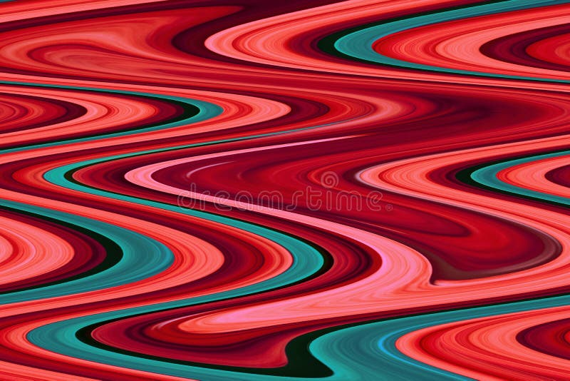 Abstract digital liquid marble or mixed acrylic paints effect in pink coral red orange green turquoise teal colors