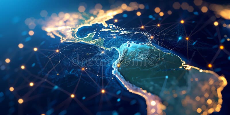 Abstract digital map of America, concept of global network and connectivity royalty free illustration
