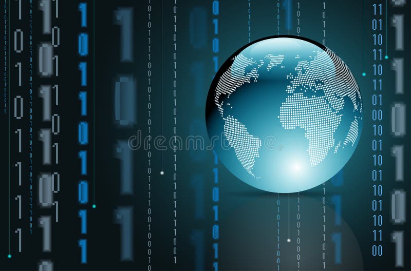 Abstract digital matrix background with Earth stock illustration