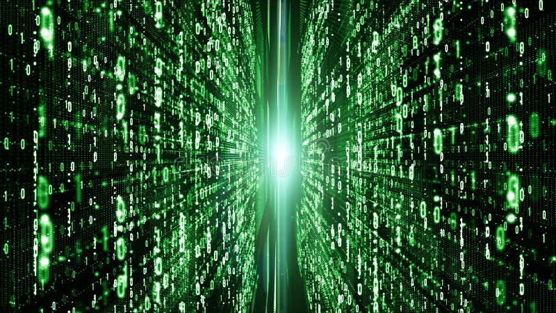 Abstract digital matrix particles flow, Digital data connection, Technology concept stock illustration