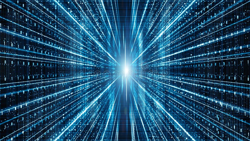 Abstract digital matrix particles flow, Digital data connection, Technology concept background vector illustration