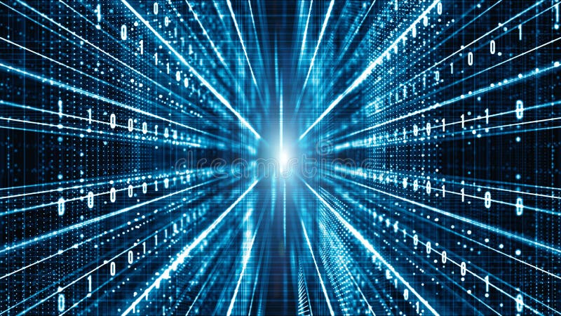 Abstract digital matrix particles flow, Digital data connection, Technology concept background stock illustration