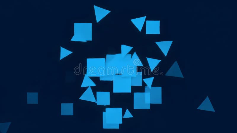 Abstract digital motion background featuring dynamic blue geometric squares and triangles, symbolizing data and technology vector illustration