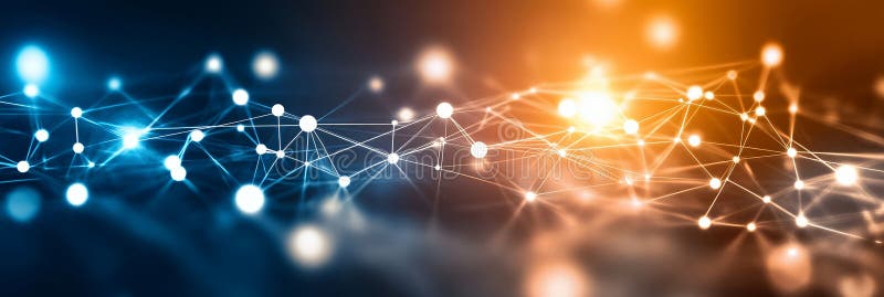 Abstract digital network with glowing lights royalty free illustration