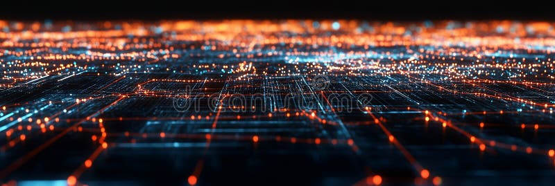 Abstract digital network with glowing lines royalty free illustration