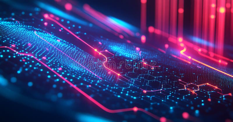Abstract digital network with glowing lines royalty free illustration