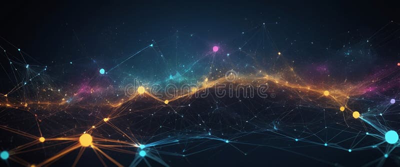 Abstract digital network with glowing nodes vector illustration